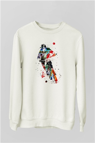 Bisiklet Beyaz Unisex Sweatshirt