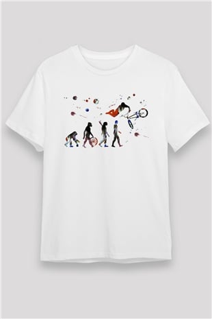 Bisiklet Beyaz Unisex Tişört T-Shirt - TişörtFabrikası