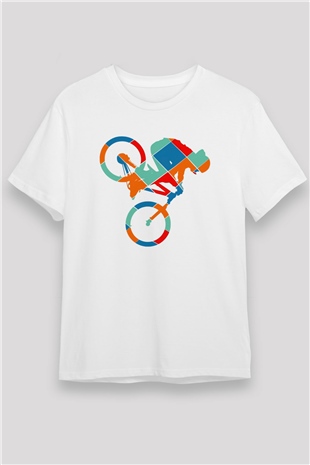 Bisiklet Beyaz Unisex Tişört T-Shirt - TişörtFabrikası
