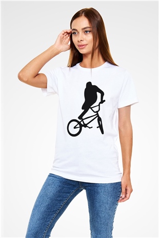 Bisiklet Beyaz Unisex Tişört T-Shirt - TişörtFabrikası