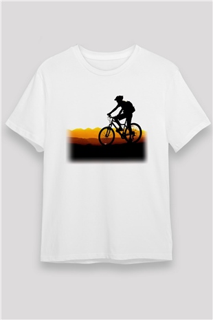 Bisiklet Beyaz Unisex Tişört T-Shirt - TişörtFabrikası