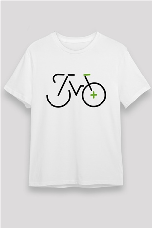 Bisiklet Beyaz Unisex Tişört T-Shirt - TişörtFabrikası