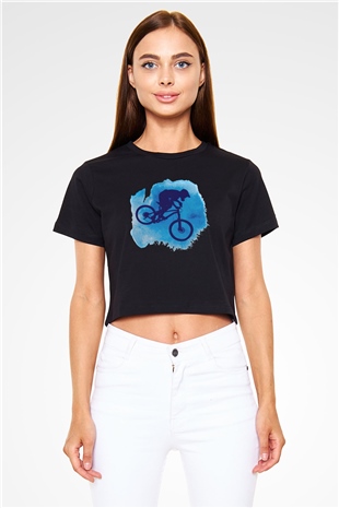 Bisiklet Siyah  Crop Top Tişört