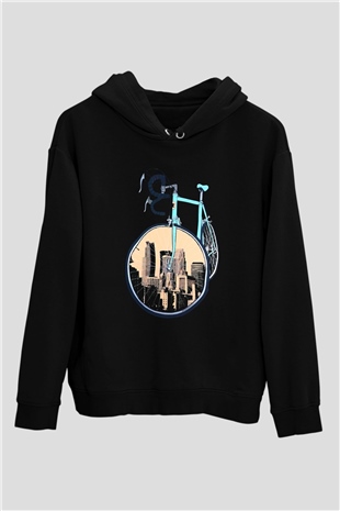 Bisiklet Siyah Unisex Hoodie