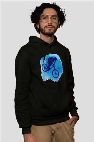 Bisiklet Siyah Unisex Kapüşonlu Sweatshirt