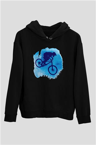 Bisiklet Siyah Unisex Kapüşonlu Sweatshirt