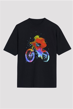 Bisiklet Siyah Unisex Oversize Tişört T-Shirt