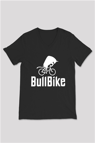 Bisiklet Siyah Unisex V Yaka Tişört
