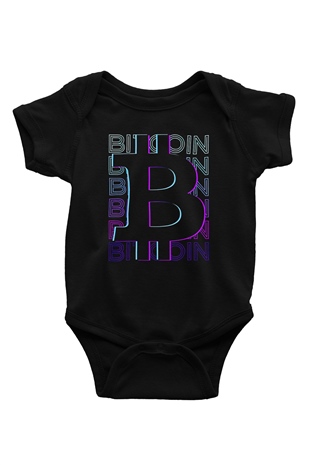Bitcoin Baskılı Unisex Siyah Bebek Body - Zıbın
