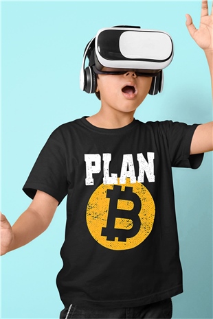 Bitcoin Baskılı Unisex Siyah Çocuk Tişört - Tshirt