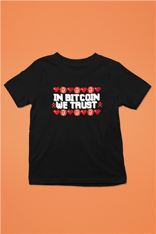 Bitcoin Baskılı Unisex Siyah Çocuk Tişört - Tshirt