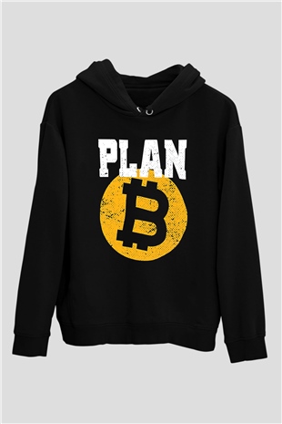 Bitcoin Baskılı Unisex Siyah Hoodie