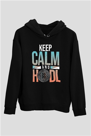 Bitcoin Baskılı Unisex Siyah Hoodie