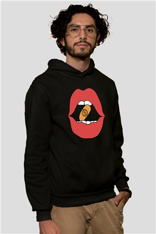Bitcoin Baskılı Unisex Siyah Hoodie