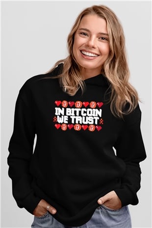 Bitcoin Baskılı Unisex Siyah Hoodie
