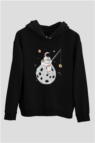 Bitcoin Baskılı Unisex Siyah Hoodie