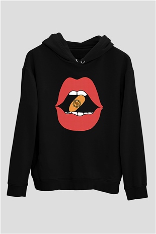 Bitcoin Baskılı Unisex Siyah Hoodie