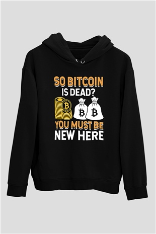 Bitcoin Baskılı Unisex Siyah Hoodie