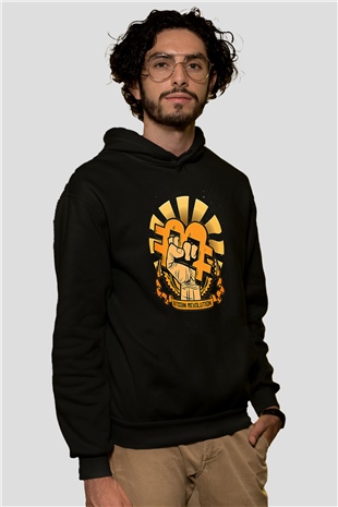 Bitcoin Baskılı Unisex Siyah Hoodie