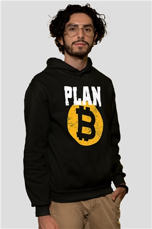Bitcoin Baskılı Unisex Siyah Hoodie