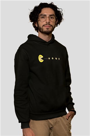 Bitcoin Baskılı Unisex Siyah Hoodie