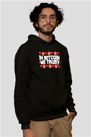 Bitcoin Baskılı Unisex Siyah Hoodie