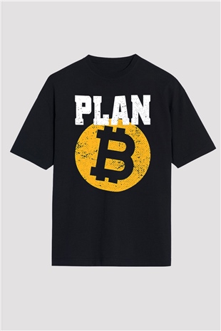 Bitcoin Baskılı Unisex Siyah Oversize Tişört - Tshirt