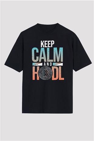 Bitcoin Baskılı Unisex Siyah Oversize Tişört - Tshirt