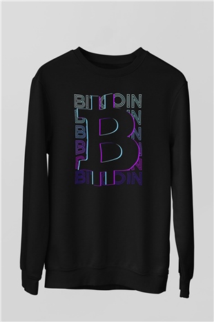 Bitcoin Baskılı Unisex Siyah Sweatshirt
