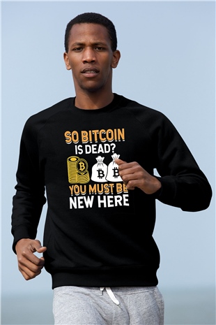 Bitcoin Baskılı Unisex Siyah Sweatshirt