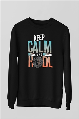 Bitcoin Baskılı Unisex Siyah Sweatshirt