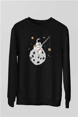 Bitcoin Baskılı Unisex Siyah Sweatshirt
