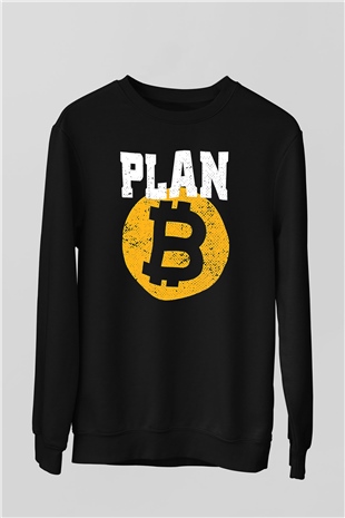 Bitcoin Baskılı Unisex Siyah Sweatshirt