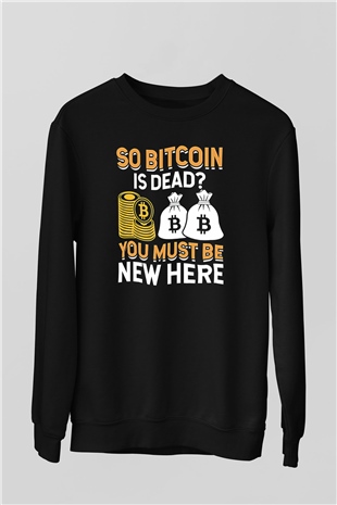 Bitcoin Baskılı Unisex Siyah Sweatshirt