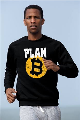 Bitcoin Baskılı Unisex Siyah Sweatshirt