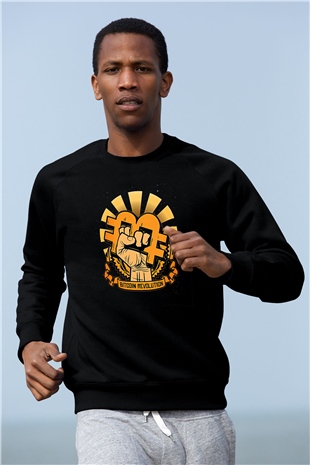 Bitcoin Baskılı Unisex Siyah Sweatshirt