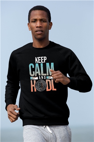 Bitcoin Baskılı Unisex Siyah Sweatshirt