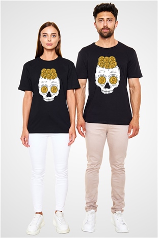 Bitcoin Baskılı Unisex Siyah Tişört - Tshirt