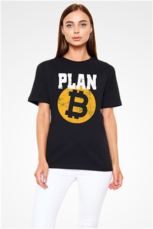 Bitcoin Baskılı Unisex Siyah Tişört - Tshirt