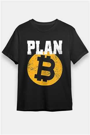 Bitcoin Baskılı Unisex Siyah Tişört - Tshirt