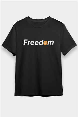 Bitcoin Baskılı Unisex Siyah Tişört - Tshirt