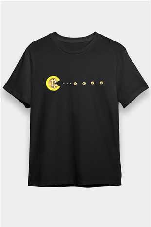 Bitcoin Baskılı Unisex Siyah Tişört - Tshirt