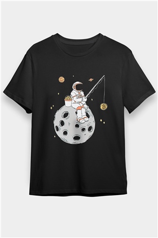 Bitcoin Baskılı Unisex Siyah Tişört - Tshirt