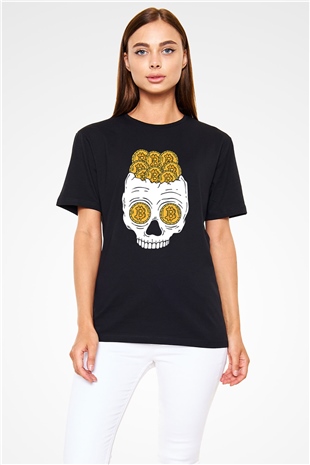 Bitcoin Baskılı Unisex Siyah Tişört - Tshirt