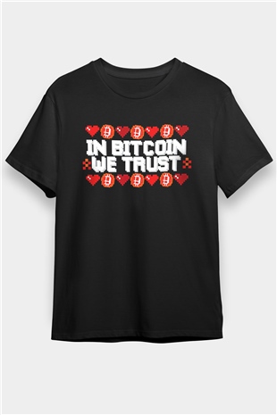 Bitcoin Baskılı Unisex Siyah Tişört - Tshirt