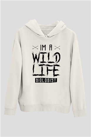 Biyolog Beyaz Unisex Kapüşonlu Sweatshirt