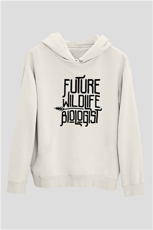 Biyolog Beyaz Unisex Kapüşonlu Sweatshirt