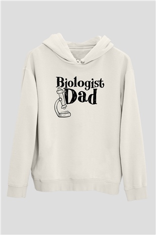 Biyolog Beyaz Unisex Kapüşonlu Sweatshirt