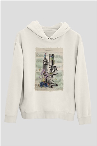 Biyolog Beyaz Unisex Kapüşonlu Sweatshirt