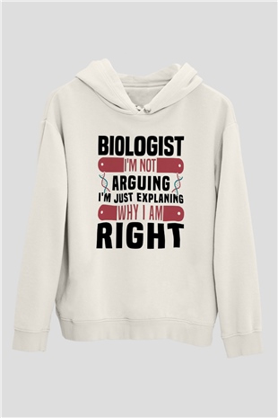 Biyolog Beyaz Unisex Kapüşonlu Sweatshirt
